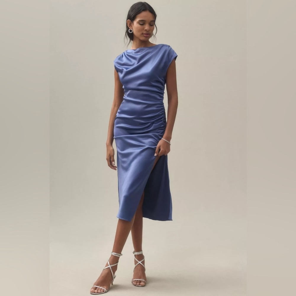 NWT BHLDN Francesca High-Neck Stretch Satin Midi Dress XL